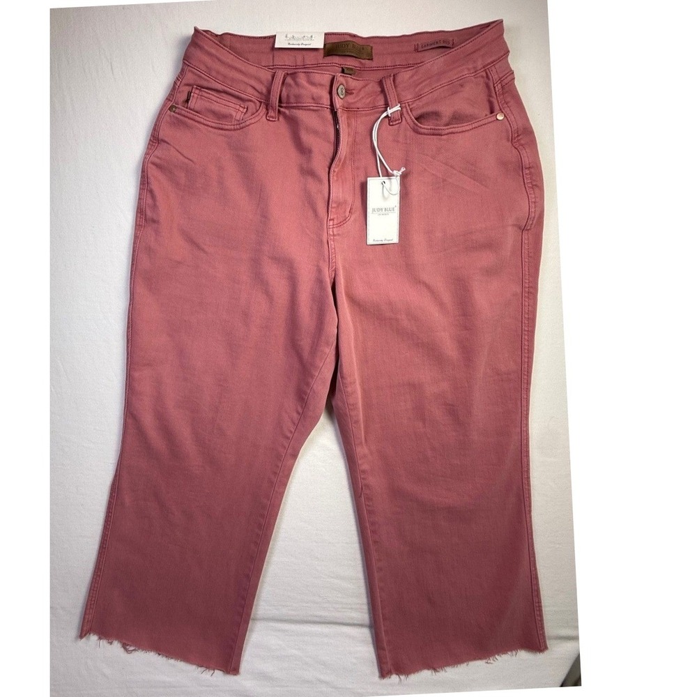 Judy Blue Rose Pink Garment Dyed Wide Crop Raw Hem Jeans 16W JB88983 C-CO-2610